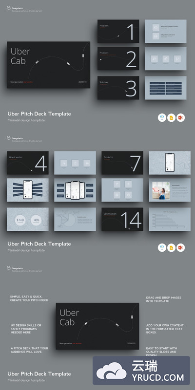 基于Uber高品质时尚高端简约powerpoint幻灯片演示模板（pptx&keynote）
