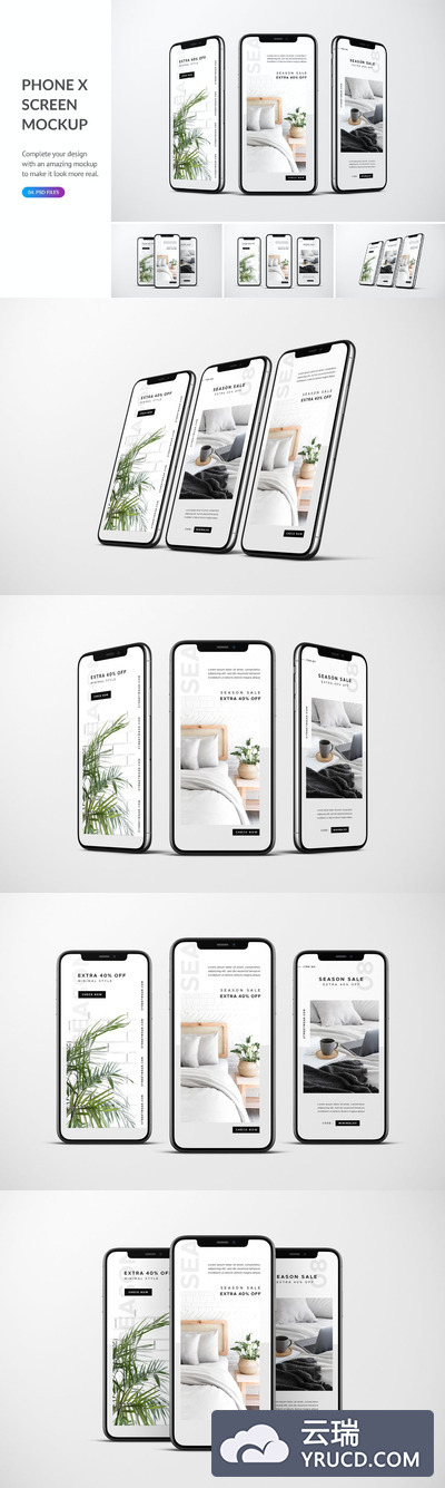 高品质的iPhone APP UI样机展示模型mockups
