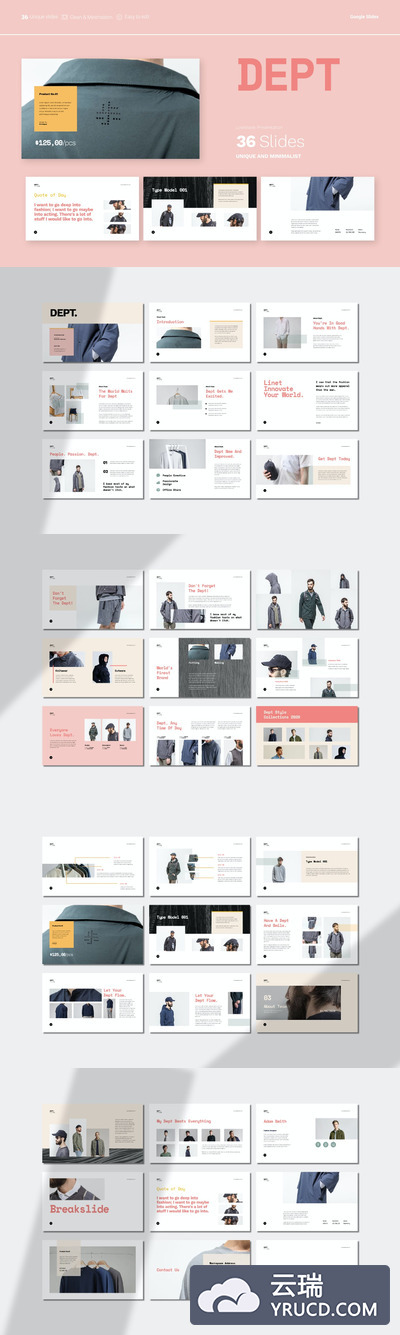 优雅时尚高端清新简约Google Slide谷歌幻灯演示模板（pptx）