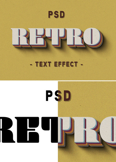 3D复古文字效果psd模板