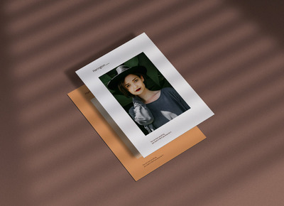 两张A4纸传单的影子样机