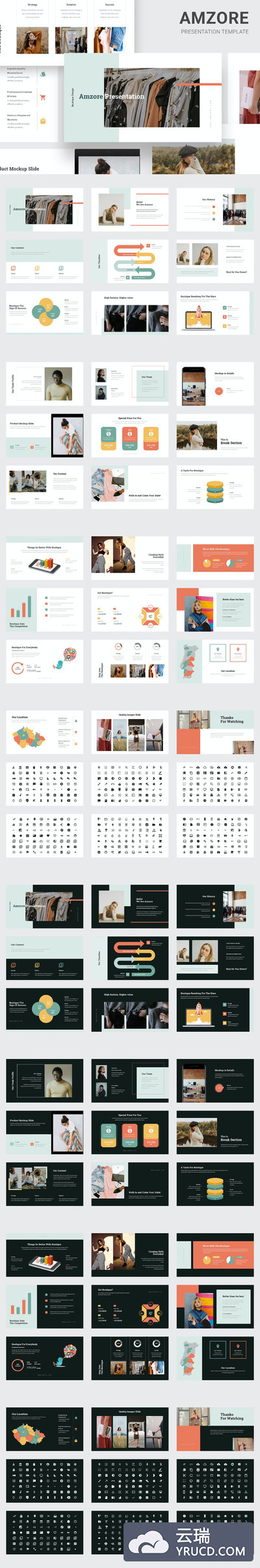 简约清晰时尚好用的多功能powerpoint幻灯片演示模板（pptx）