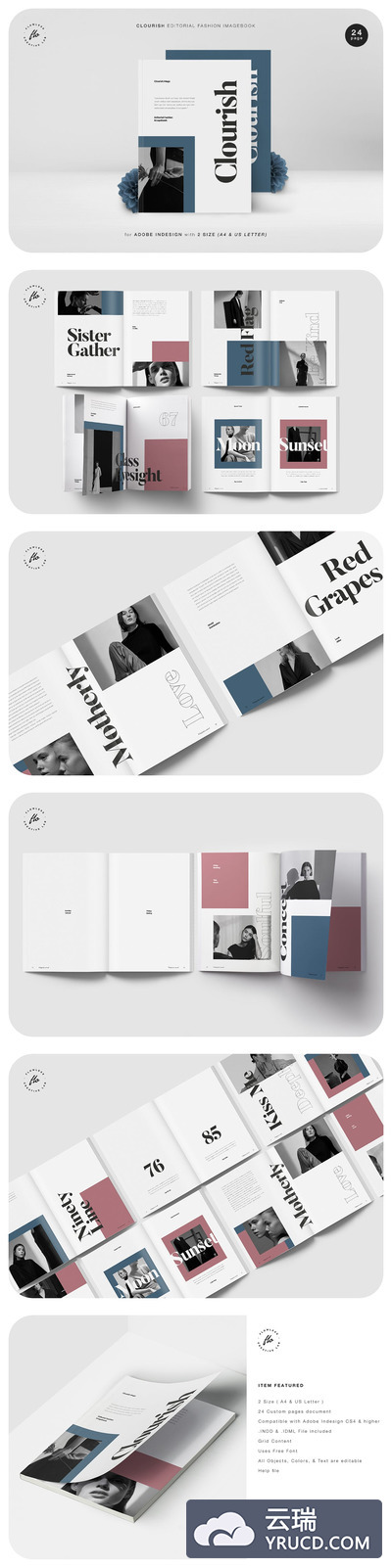 时尚高端简约清新时尚杂志品牌手册宣传册画册房地产楼书设计模板