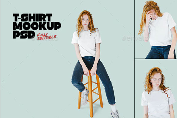 都市版时尚品牌T恤服装图案设计样机模板