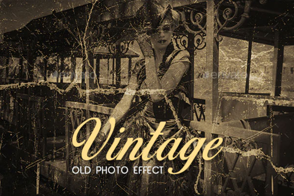 复古老式电影旧照片效果psd模板