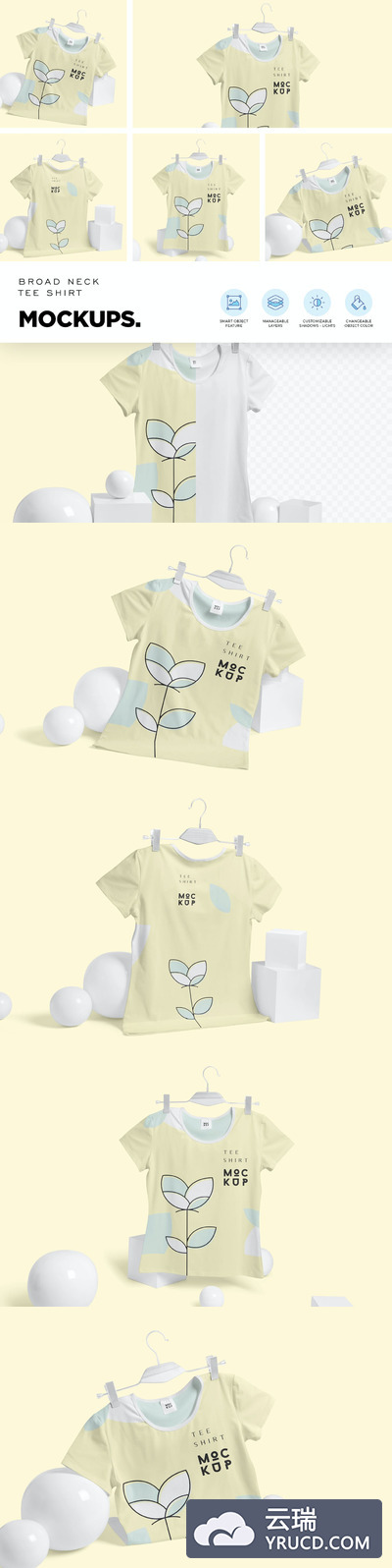 宽领半袖T恤模型样机（PSD）