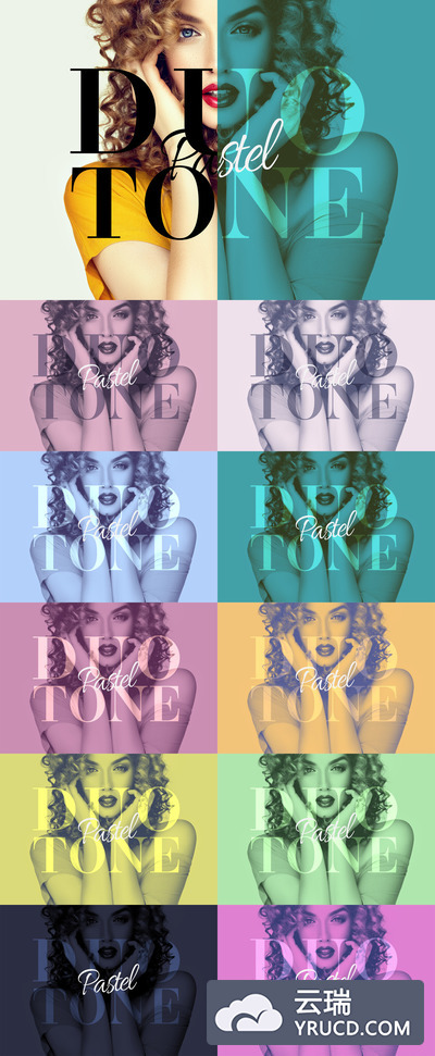 柔和的双色调效果样机psd模板