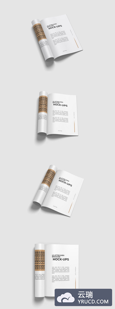 卷轴小册子美国字母大小半读模型样机（PSD）