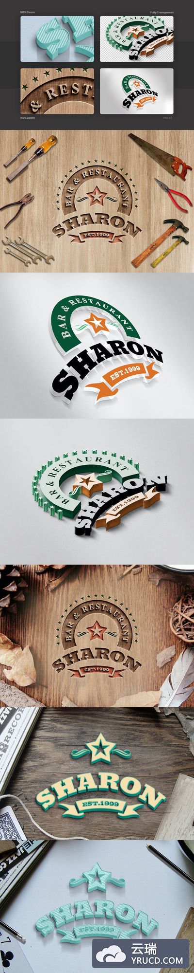 3D 多用途啤酒饮料logo设计展示样机（PSD）