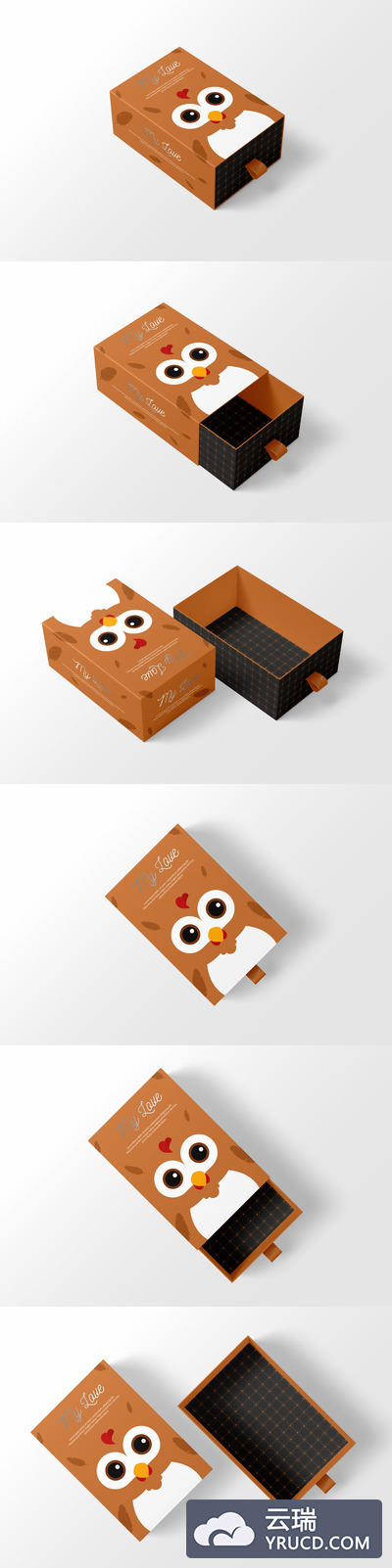 猫头鹰个性礼品包装盒样机（PSD）