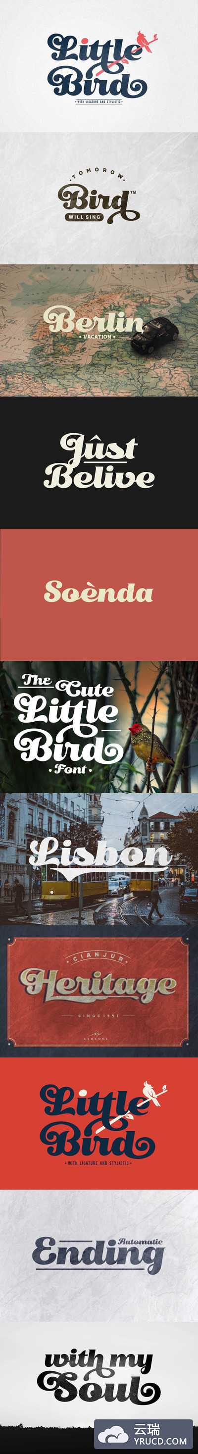 优雅时尚高端清新英文字体-little birds