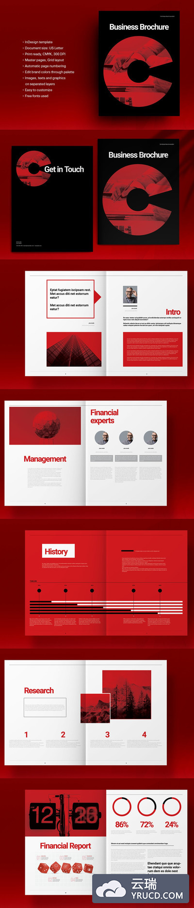 高端时尚欧式瑞士风格宣传册画册品牌手册房地产楼书杂志设计模板-2