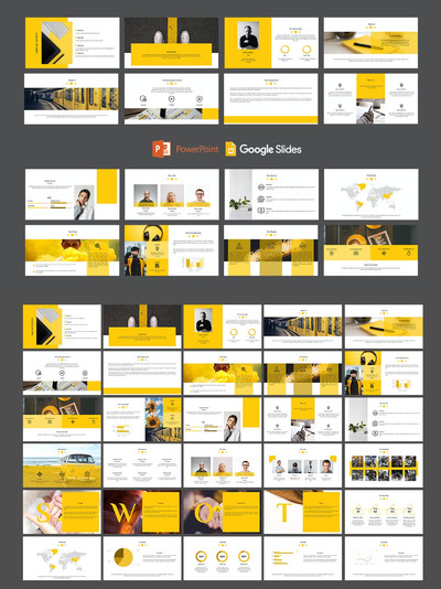 黄色配色的高品质多用途powerpoint幻灯片演示模板（pptx）