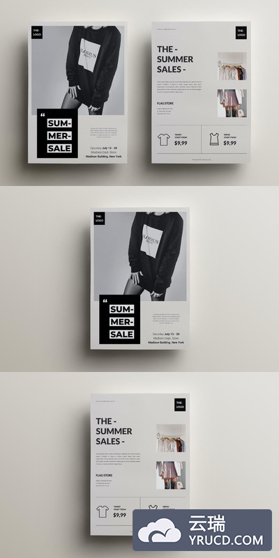 时尚高端简约宣传单海报设计模板-PSD