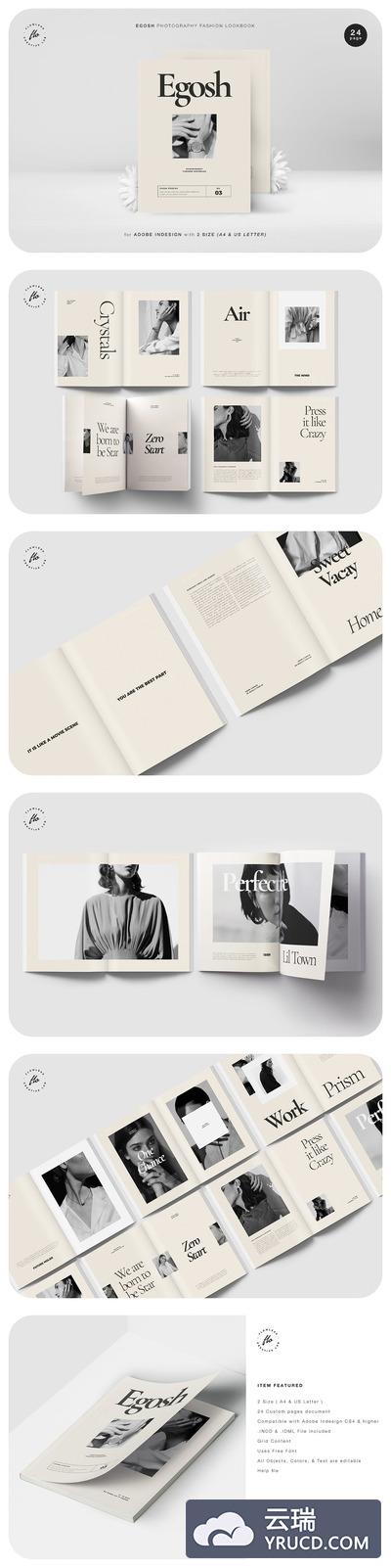 时尚高端优雅清新简约品牌手册画册宣传册房地产楼书杂志设计模板