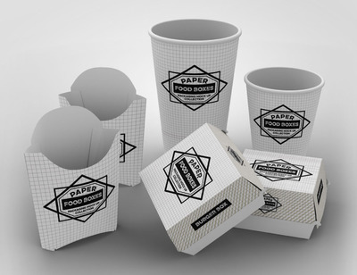 快餐品牌纸杯纸盒样机