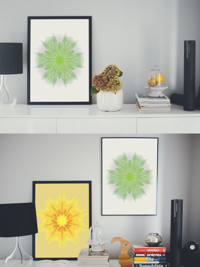 餐具柜模型上的有框图片