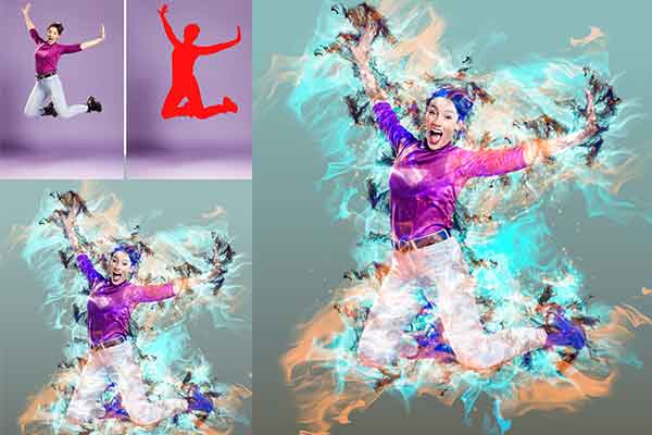 逼真的火焰烟雾效果Photoshop动作