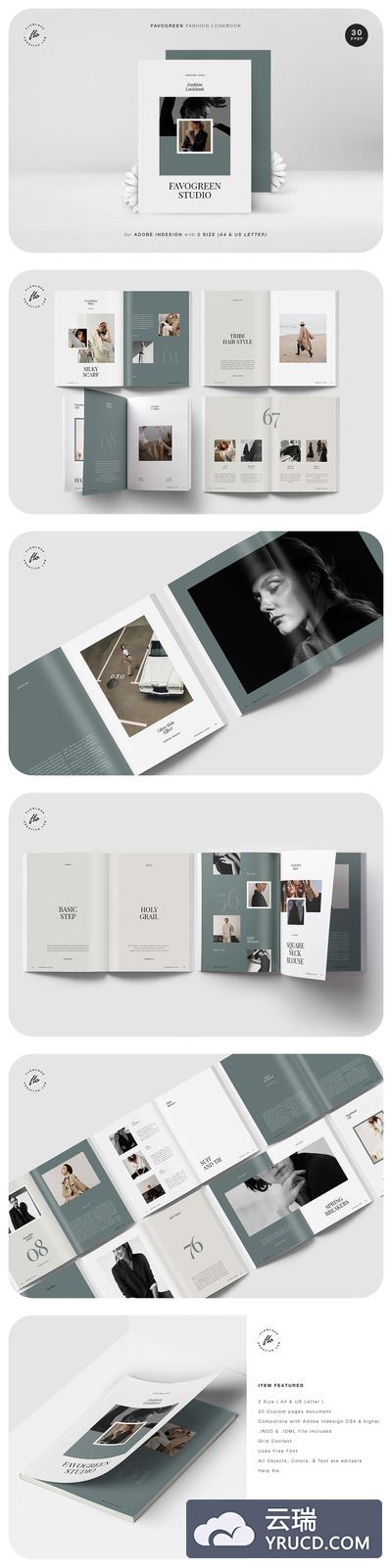 时尚高端简约极简主义多用途品牌手册画册宣传册杂志房地产楼书设计模板