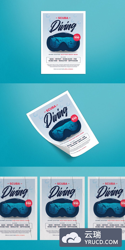 潜水活动海报模板下载(AI,PSD)