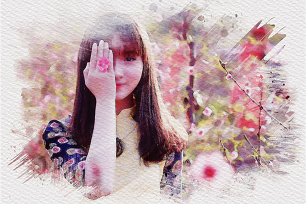 复古艺术水彩画效果照片处理ps动作