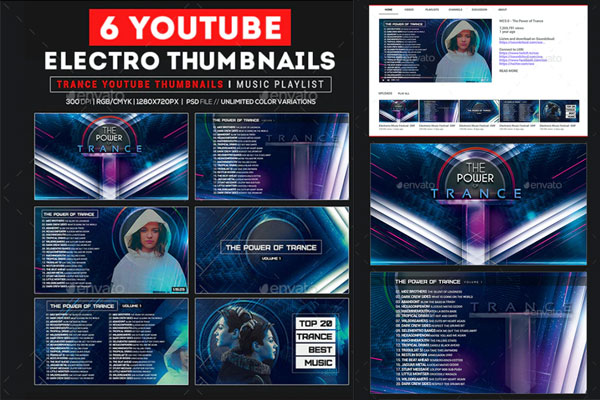 YouTube缩略图模板-电子音乐播放列表/艺术家