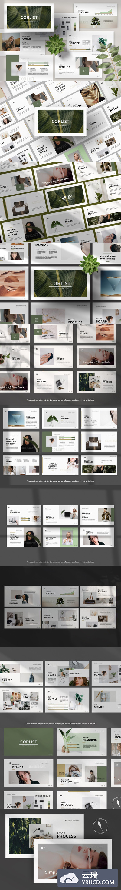 优雅时尚高端清新简约多用途的高品质powerpoint幻灯片演示模板（pptx）