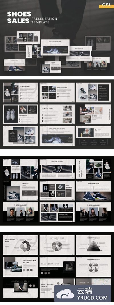 优雅时尚高端简约鞋店广告Google Slides谷歌幻灯片演示模板（pptx）
