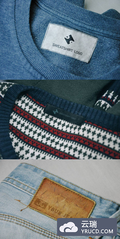 牛仔裤和运动衫标签模型