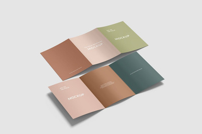 A4三折小册子模型的内部和外部样机（PSD）