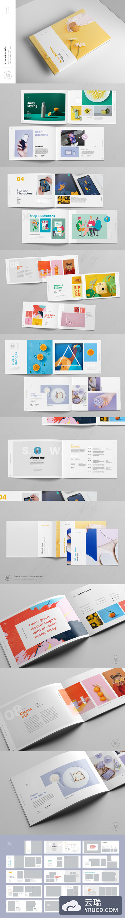 简约创意的作品集/摄影集/产品目录/杂志画册模板