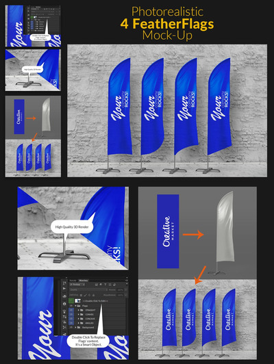 沙滩旗/羽毛旗品牌标志设计样机模板