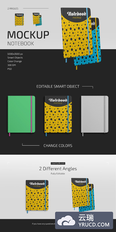 记事本/笔记本封面设计效果图样机集