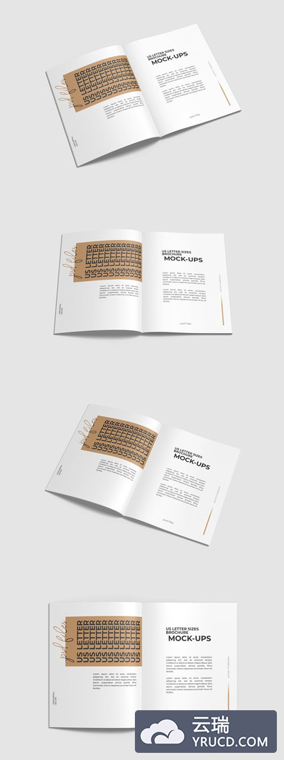 打开的高端画册设计展示样机（PSD）