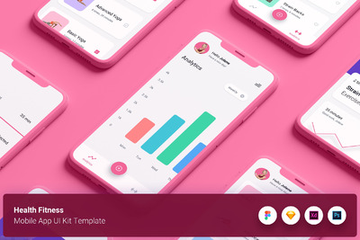健康健身管理 App UI Kit 模板（FIG,PSD,SKETCH,XD）