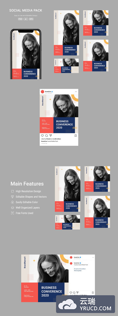 时尚高端简约清新新孟菲斯风格社交媒体banner海报设计模板-PSD，AI，EPS，PNG