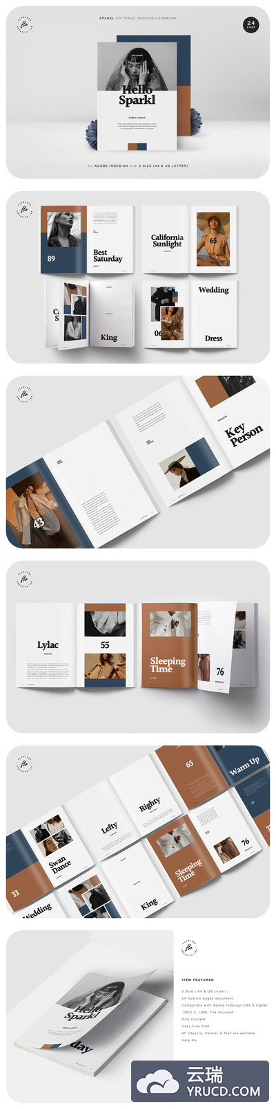 时尚高端清新简约多用途的品牌手册画册宣传册房地产楼书杂志设计模板