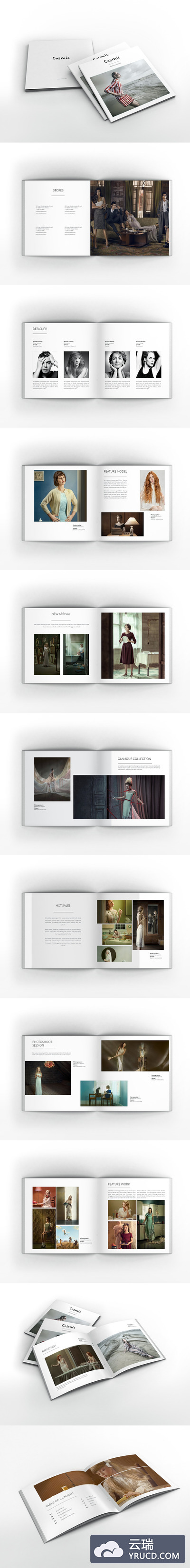方形尺寸女性时尚生活方式杂志画册设计模板