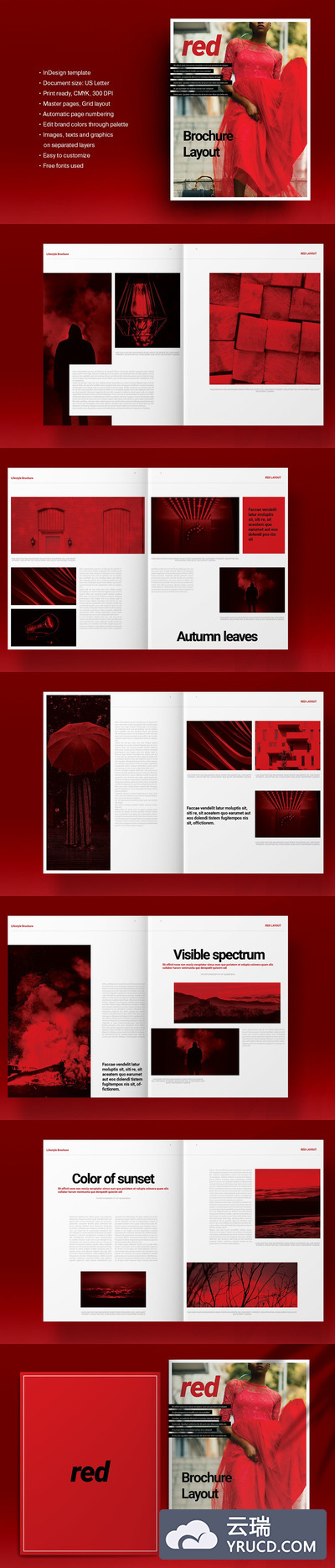 红色主题宣传册杂志设计模板