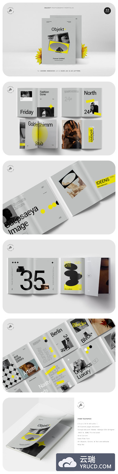 极简主义的摄影作品集画册设计模板