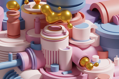 3D渲染几何抽象背景[JPG]