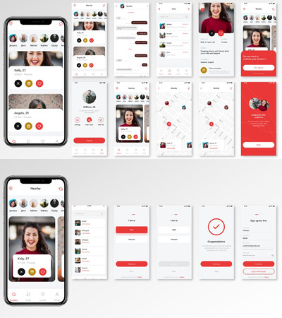 时尚约会交友 APP UI Kit（FIG,SVG,SKETCH,XD）