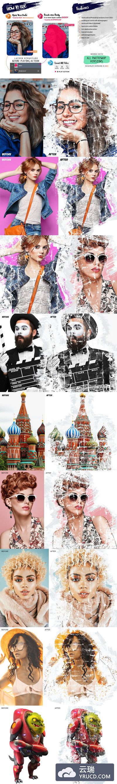 水彩混合动作下载(ABR,ATN,PAT)