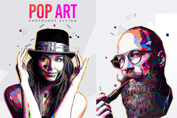 复古波普艺术水彩画效果ps动作下载