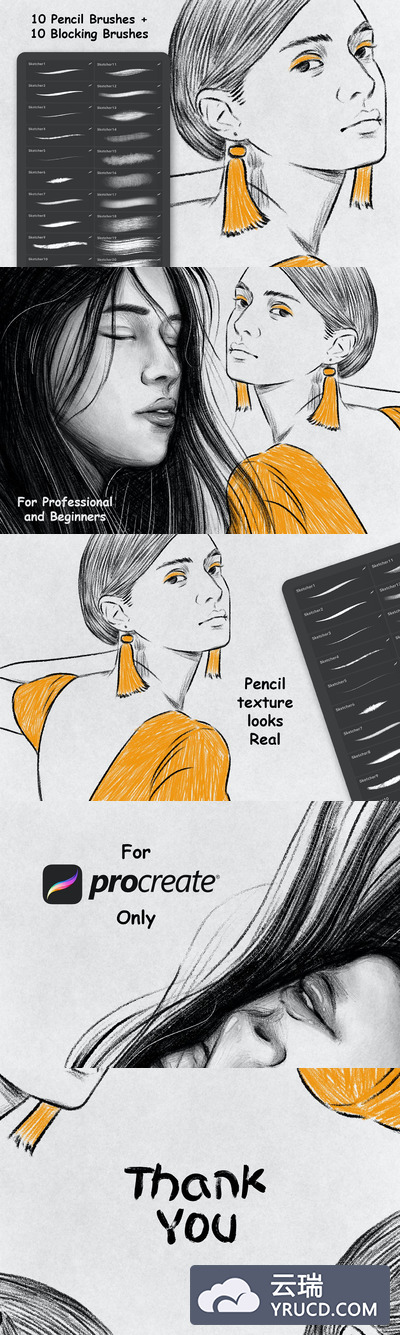 素描画笔Procreate画笔笔刷（brushset）