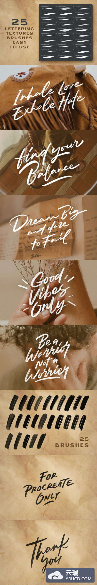 科塔毛笔刻字Procreate画笔笔刷（brushset）