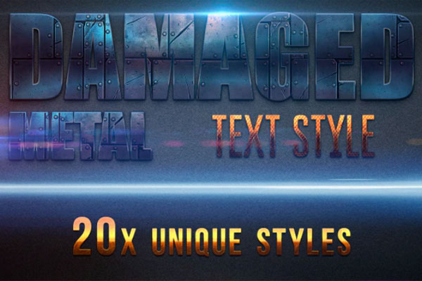 破损的金属文字效果图层样式素材包v2
