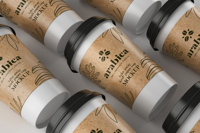 外卖咖啡杯纸杯品牌设计样机（6）（PSD）