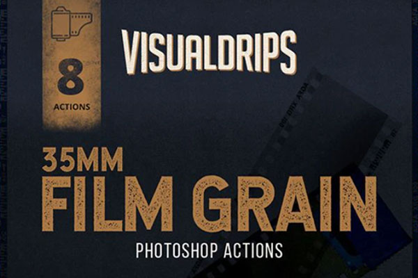 复古35毫米胶片斑点颗粒旧照片效果ps动作