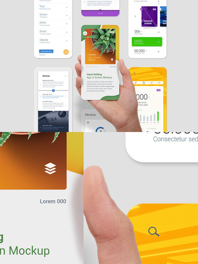 手持应用程序APP Ui屏幕演示模型样机（PSD）